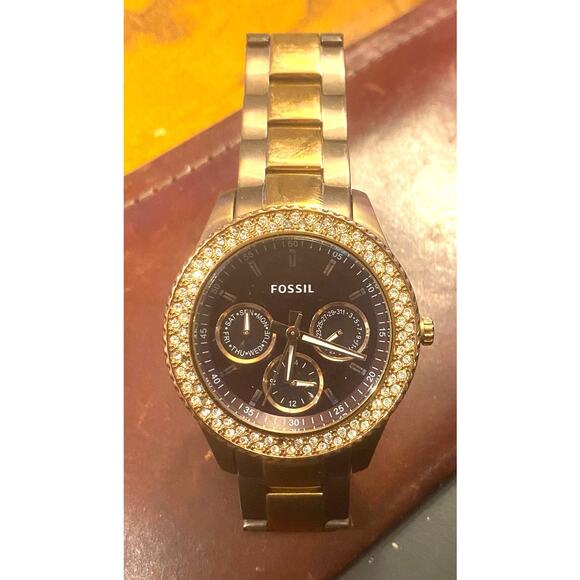 Women's 37mm Bronze and Brown Tone Fossil Watch ES2955, WR 50M - Picture 3 of 5